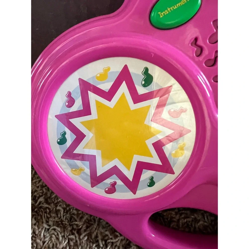 Vintage 1998‎ Playskool Barney Electronic Drum Set Musical Toy Hasbro Pink 5701